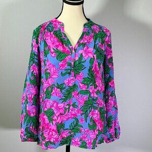 Lilly Pulitzer Elsa Women's Size XXS Cerise Pink Safari Silk Blouse NWT